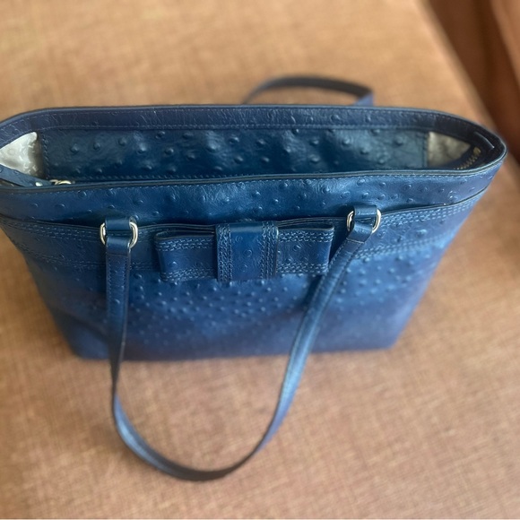 KATE SPADE New York Navy Blue Leather Ostrich Bow Handbag Shoulder Purse! - Picture 9 of 9